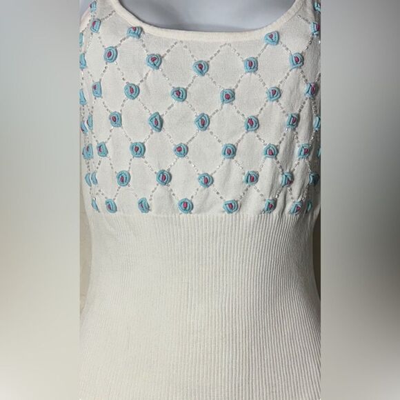 Y2k White Knit Ribbed top Spaghetti Strap fairy,‎ Whimsigoth, Romantic Large - Picture 9 of 9